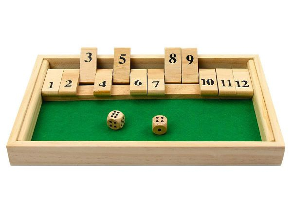 Two-Player Wooden Shut The Box Dice Board Game