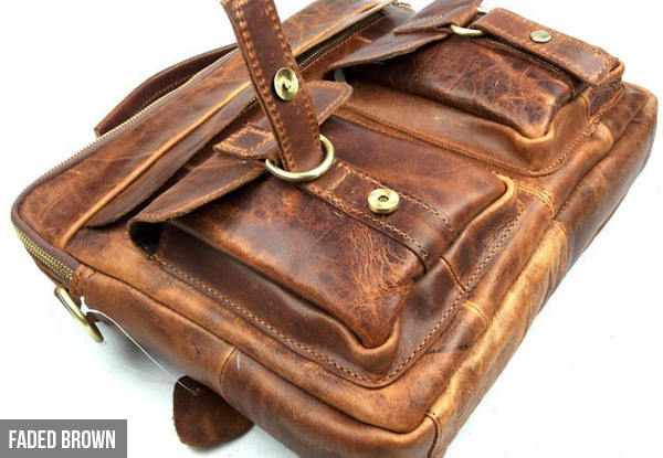 $109 for a Men's Genuine Leather Shoulder Bag - Available in Three Colours