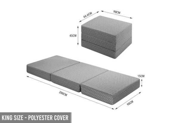 Removable Cover Trifold Foam Mattress - Three Sizes & Four Options Available