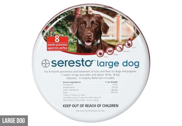 From $75 for a Seresto Eight-Month Flea Collar for Cats or Dogs – Available in Four Sizes incl. Urban Delivery with Bonus Six Month's Worth of Drontal Allworm Pills