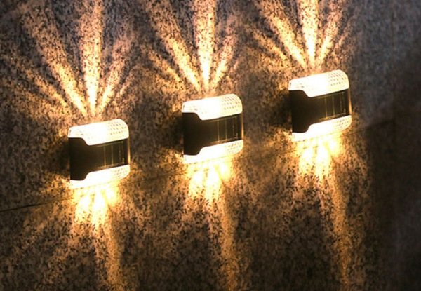 Four-Pack Solar Fence Wall Light - Available in Four Colours & Eight-Pack