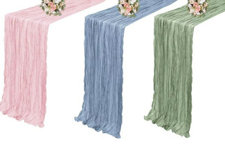 Cheesecloth Long Table Runner - Available in Three Colours & Option for Two-Pack