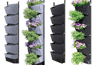 Six-Pocket Vertical Wall Hanging Planting Bag - Available in Two Colours & Option for Two-Pack