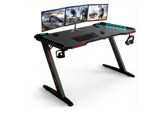 Z-Shaped Gaming Desk with LED