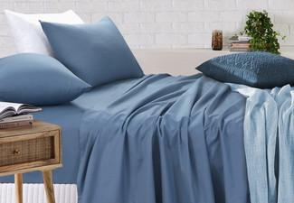 Fitted & Flat Sheet Set with Pillowcases - Five Colours & Six Sizes Available