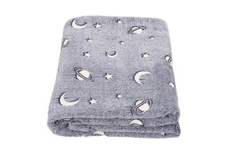 Glow in the Dark Moon & Stars Gray Blanket - Three Sizes Available