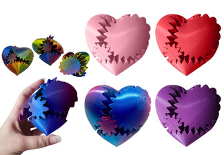 3D Printed Gear Ball Heart-Shaped Fidget Toy for Stress, Anxiety & Relaxing - Available in Four Colors & Option for Two-Pack