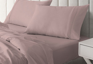 Four-Piece Royal Comfort 1500TC Cotton Rich Fitted Sheet Set - Available in Four Colours & Two Sizes