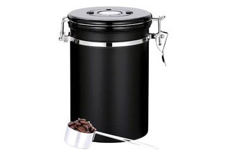 Stainless Steel Airtight Coffee Canister with Measuring Scoop