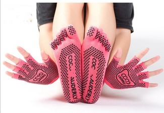 Portable Non-Slip Yoga Glove & Socks Set - Five Colours Available