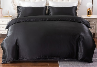 Silk Satin Quilt Cover Bedding Set - Five Colours & Three Sizes Available