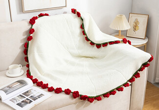 Crochet Flower Knitted Throw Blanket - Available in Two Styles & Three Sizes