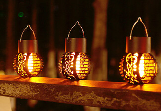 Four-Pack Solar LED Hanging Flame Light