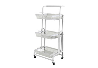 Levede Three-Tier Swivel Kitchen Cart Shelf Rack with Wheels