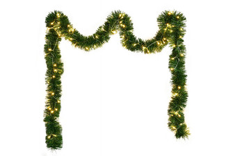 10m Artificial Christmas Garland with 100 LED Lights - Option for Two