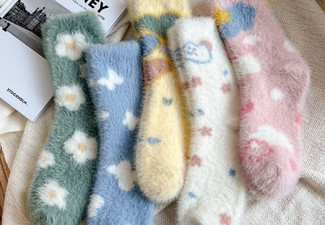 Five-Pairs of Colourful Fluffy Socks