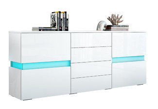 Modern LED Buffet Sideboard Cabinet with Two Doors & Four Drawers