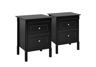 Two-Pack Pine Wood Bedside Tables - Two Colours Available