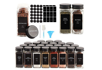 12-Piece Clear Square Spice Glass Jars with Lid & Labels Set