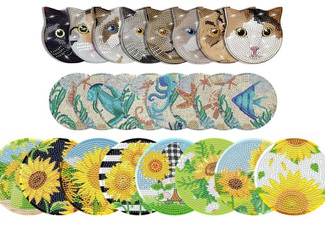 Eight-Piece DIY Art Painting Coasters with Holder - Available in Three Styles & Option for Two-Set