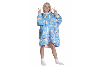 Bambury Kids Unisex Printed Hoodet Hooded Blanket - Available in Four Colours