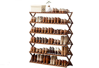 Tiered Bamboo Foldable Shoe Rack Organiser Range - Option for Five-Tier or Six-Tier