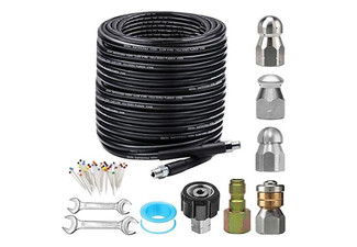 10-Piece Black 50ft Sewer Jetter Kit