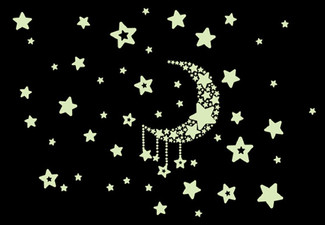 Two-Pack Self Adhesive Glow in Dark Moon Star Wall Sticker