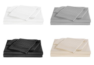 Kensington 1200TC Cotton Stripe Sheet Set - Three Sizes & Four Colours Available