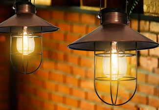 Solar Powered Outdoor Metal Hanging Lights - Two Colours Available