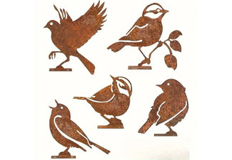 Five-Pack Rustic Metal Bird Decor Set