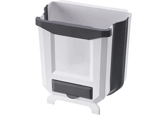Nine-Litre Foldable Kitchen Trash Can With Garbage Bags - Two Colours Available