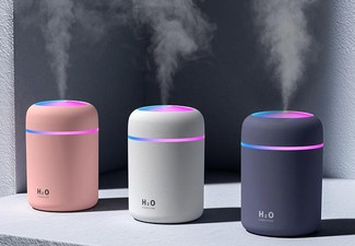 Portable H2O Ultrasonic Air Humidifier with Romantic Light - Three Colours Available