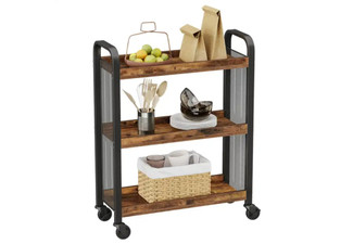 Vasagle Three-Tier Multi-Function Mobile Bar Cart with Trolley