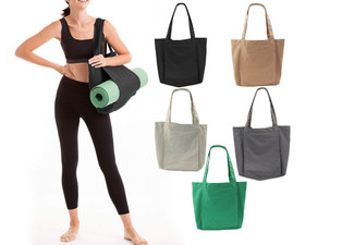 Yoga Tote Bag with Mat Carrier Pocket - Available in Five Colours & Option for Two-Pack
