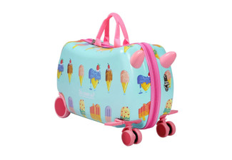 Kids Ride-On Ice Cream Travel Luggage Suitcase