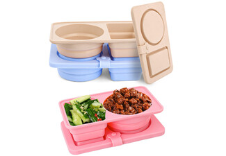 Three-Pack Silicone Reusable Snack Container with Lid