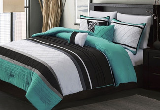 Seven-Piece Teal Comforter Set - Three Sizes Available