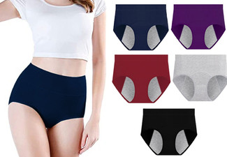 Five-Piece Mid-Waist Menstrual Leak-Resistant Panties for Women - Five Sizes Available