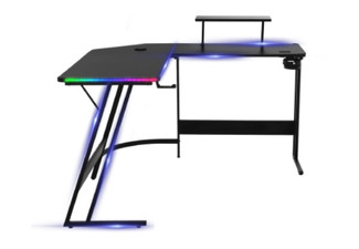 130cm L-Shaped LED Gaming Desk Computer Office Workstation with Wireless Charger