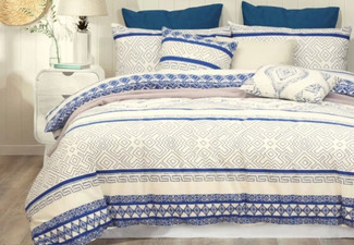Hampton Blue Quilt Duvet Doona Cover - Six Sizes Available