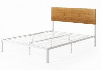 Meadow Bamboo White Queen Bed Frame