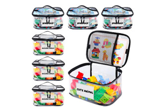 Six-Pack Clear Toy Storage Bag with Name Tag Pocket
