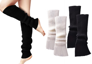 Two Pairs of Women's Leg Ribbed Warmers