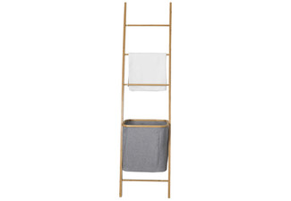 Bamboo Leaning Ladder Laundry Basket