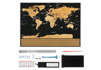 Scratch Off Map of The World Large Deluxe Edition incl. Accessories Set - Option for Two