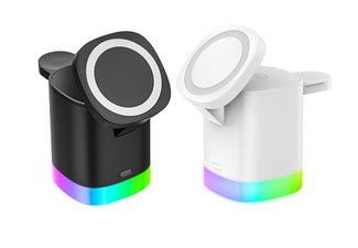 Three-in-One Wireless Magnetic Charger with RGB Backlight - Two Colours Available