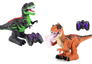 Remote Control Realistic Tyrannosaurus Toy with Water Mist, Lights & Sound - Two Colours Available