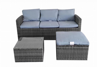 Three-Piece Blue Reo Outdoor Furniture Set with Storage