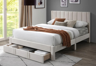 Manolo Velvet Bed Frame with Drawer - Available in Three Sizes